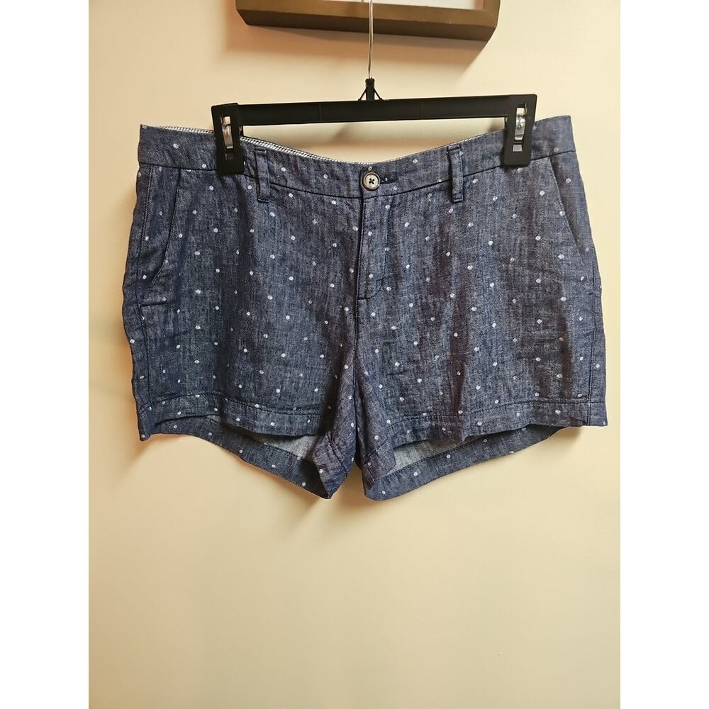 Old Navy Dark Blue Linen Everyday Shorts With White Dots Size 10